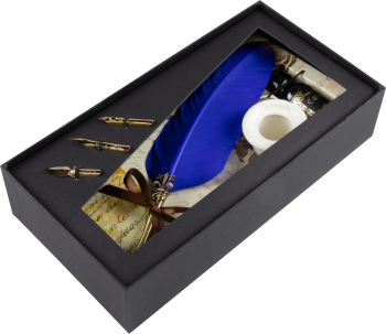 Set Gänsefeder mit Griff Lilie, blau