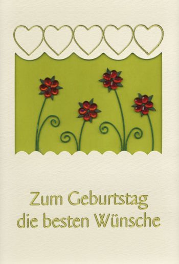 A6 Doppelkarte CARTICO -Rote Blümchen- Geburtstag