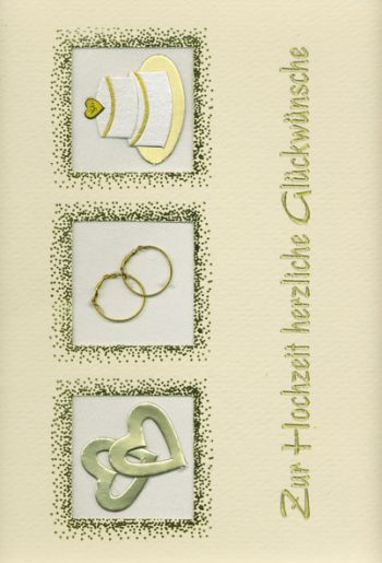 A6 Doppelkarte CARTICO -Herzen, Ringe, Torte- Hochzeit