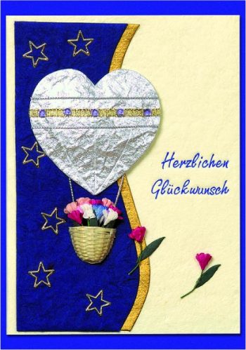 A6 Doppelkarte DFW -Herzballon silber- Glückwunsch