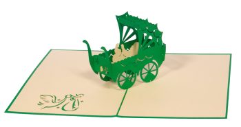 3D Pop-Up Karte "Kinderwagen" -grün-